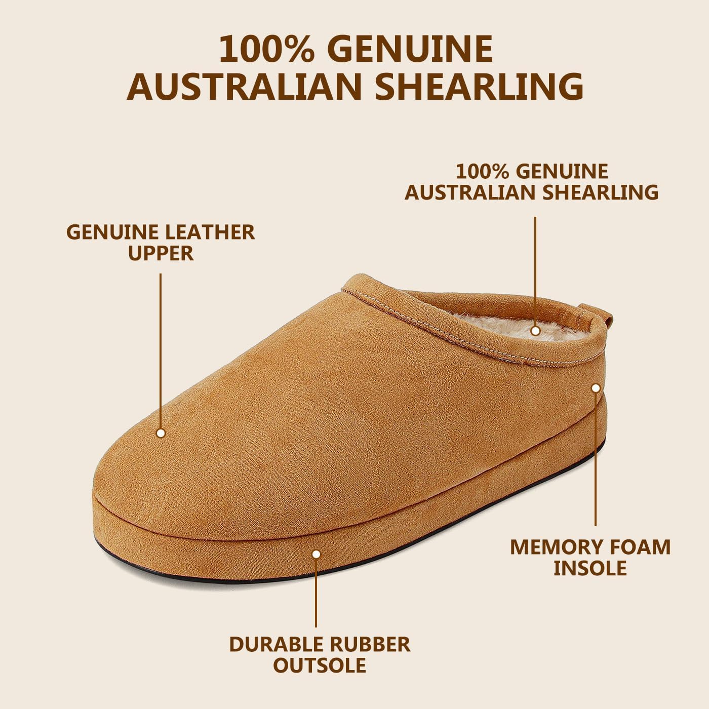 Dsevht Genuine Suede Fuzzy Slippers for Women Winter Cork Footbed Clogs Warm House Shoes Cozy Mini Boots Comfort Casual Slip-on Fall Winter Shoes for Indoor Outdoor