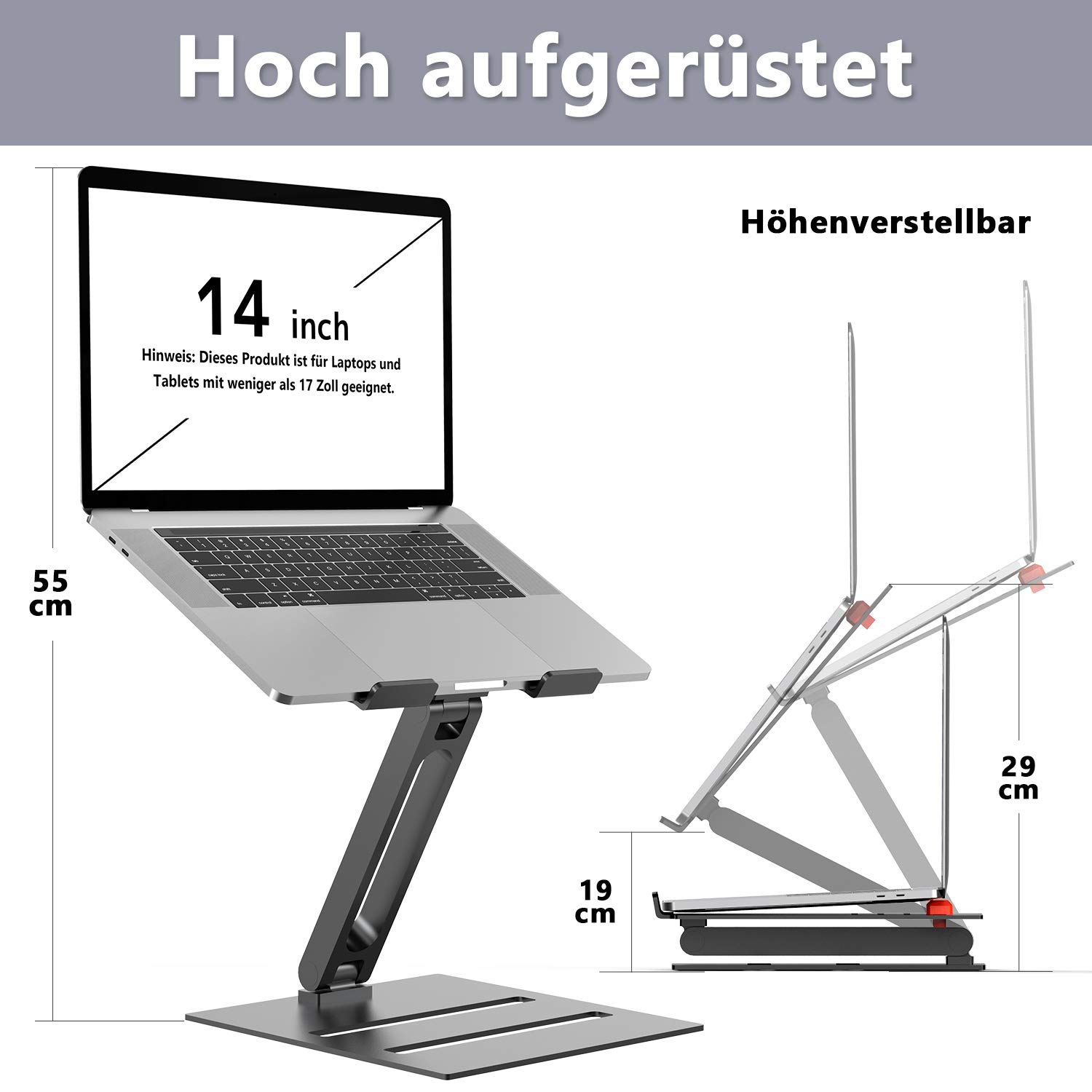 MiiKARE Laptopständer – 7-fach Verstellbar & Faltbar Für Bis Zu 15,6 Zoll