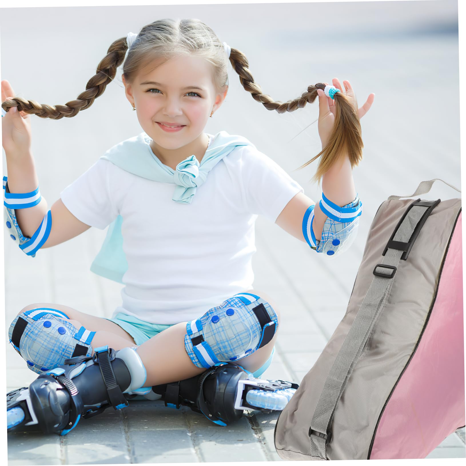 Bolsa para Patines de Hielo Rosa para Niños Tela de Malla Resistente y Asas de Transporte Fuertes, Fácil de Usar para Patinaje sobre Hielo y Actividades al Aire Libre