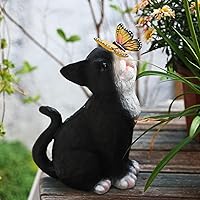 Vista 13 de Figuras de jardín de gatos, decoración al aire libre, estatua solar con luces LED para patio, césped, patio, decoración artística, inauguración