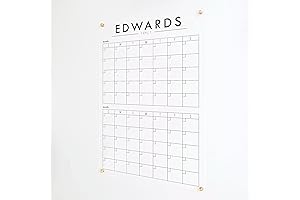 Custom Clear Acrylic Double Month Calendar - 26x38 inch Dry Erase Family Wall Calendar