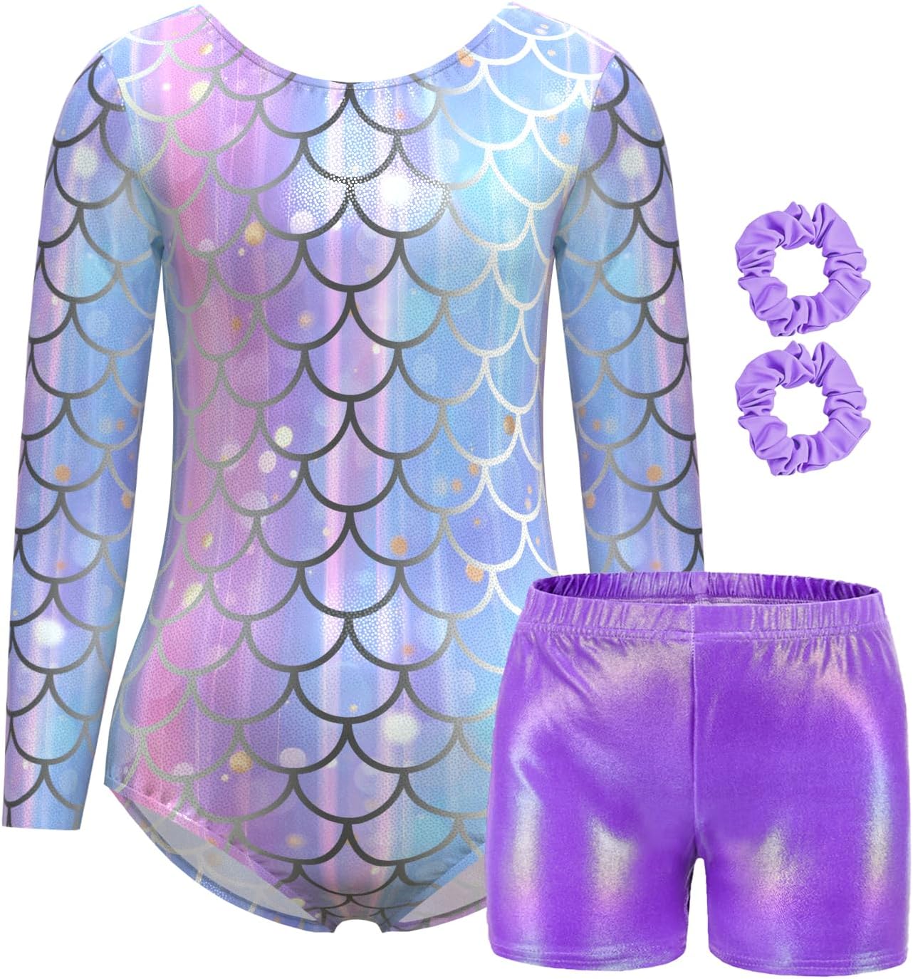 MOLLDAN Gymnastics Leotard for Girls Long Sleeve Biketard Unitard Tumbling Activewear for Kids