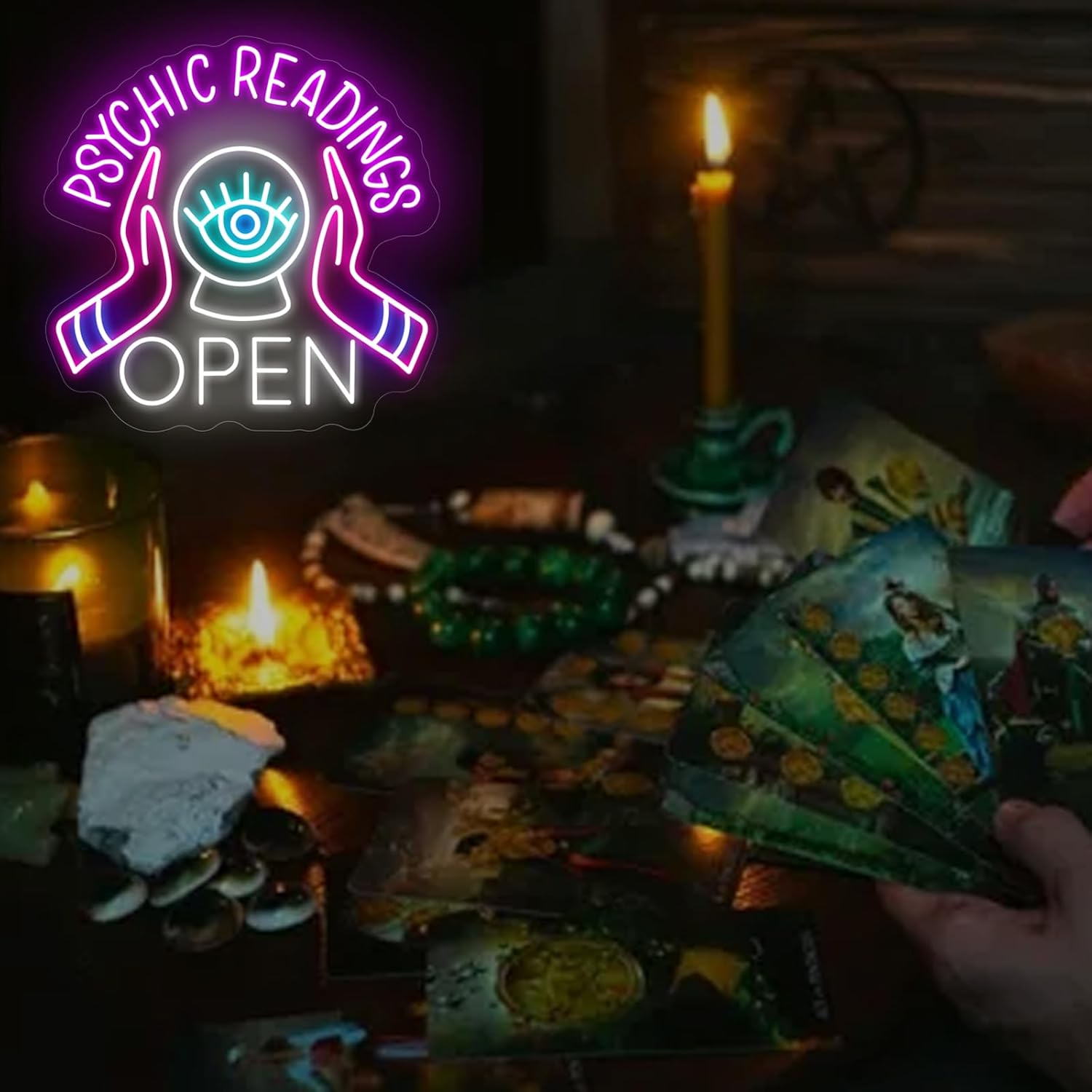 Psychic Readings Open Neon Sign, Palm Reader Wall Light, Home Wall Decor, Yoga Led Sign, Exercise Room Wall Decor, Pilates Studio Art Meditation Room Wall Art Psychic Chakras Healing Exercise - Image 7