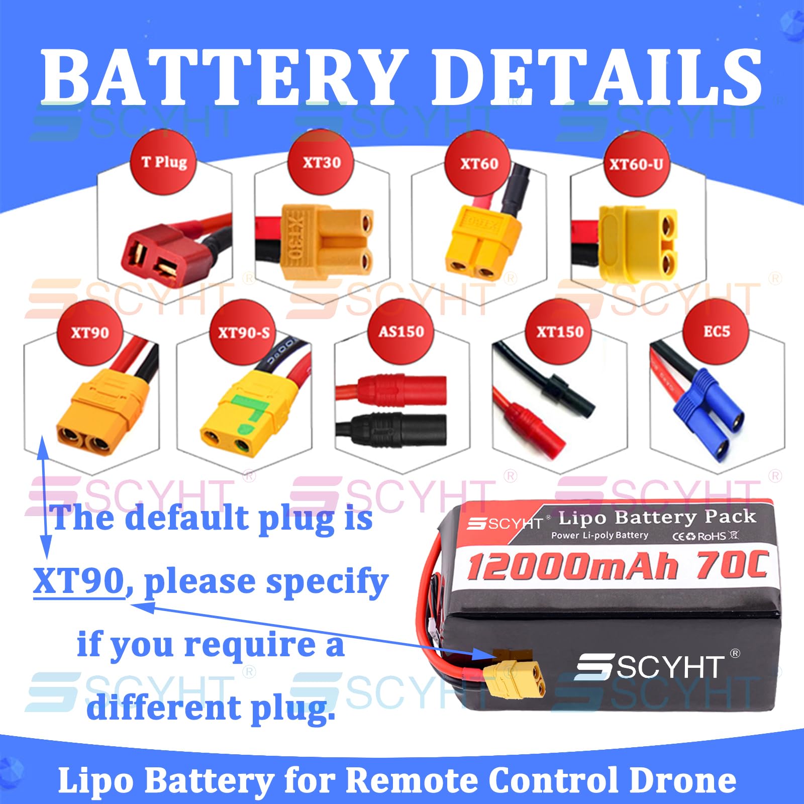 11,1 V 14,8 V 22,2 V Batteria droni 70C con BMS
