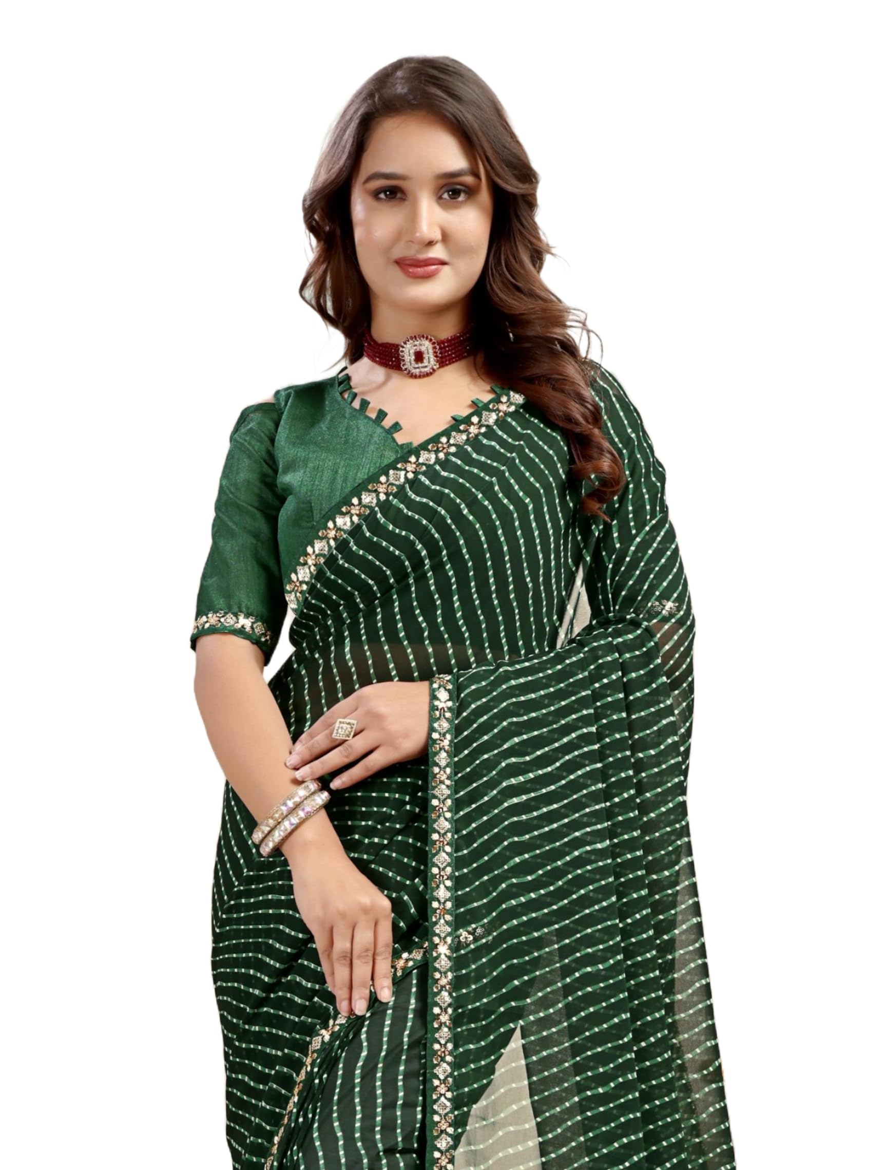 Designer Lehriya Print Saree with Lace Border for Women – Party, Wedding & Festival with Blouse Piece-picture-28
