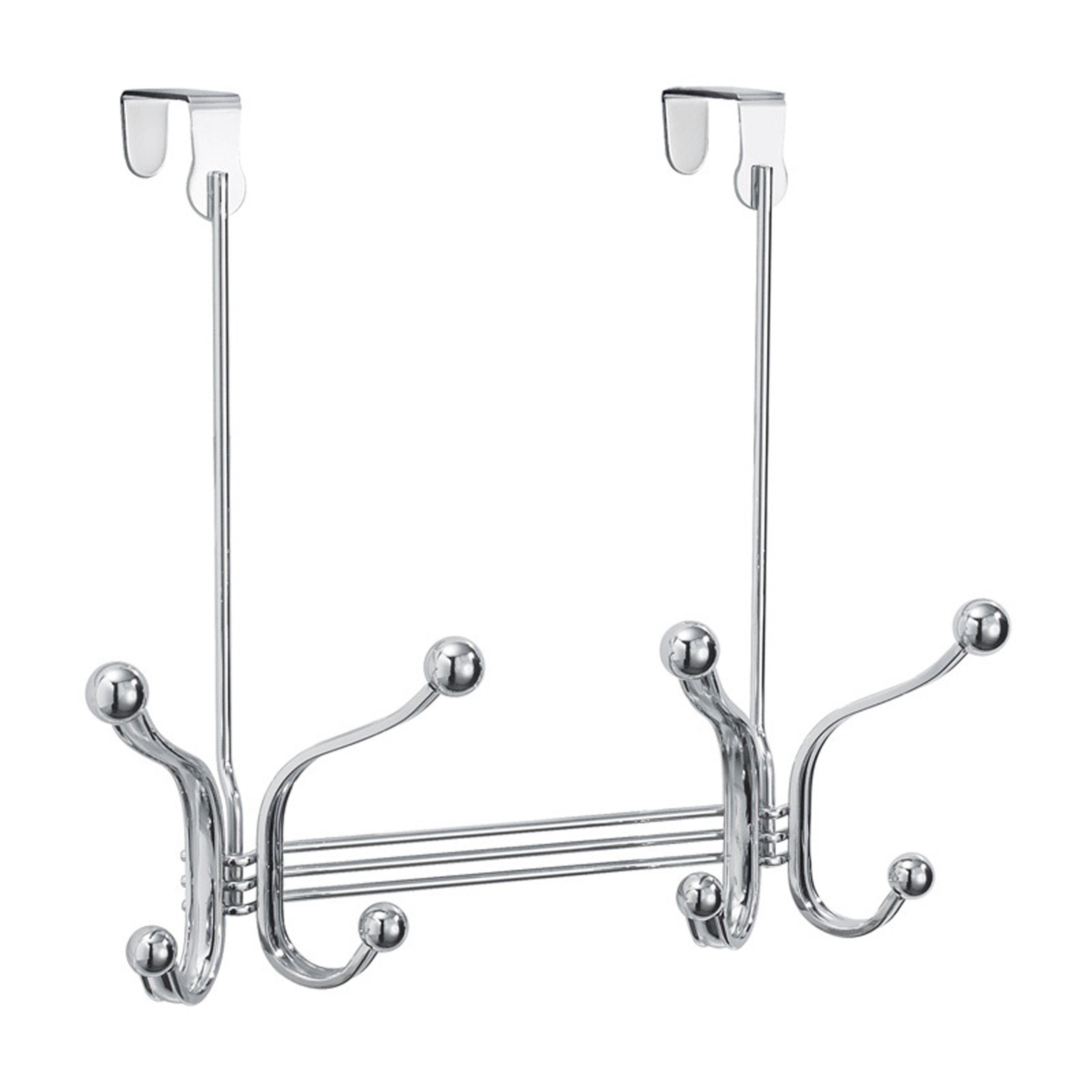 iDesign York Lyra Over the Door Organizer Hooks for Coats, Hats, Robes, Towels - 8 Hook, Chrome