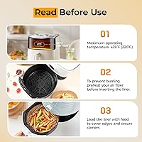 Vista 5 de Forros de papel para freidora de aire desechables: 125 piezas de papel pergamino antiadherente para freidora de aire, revestimiento de grado
