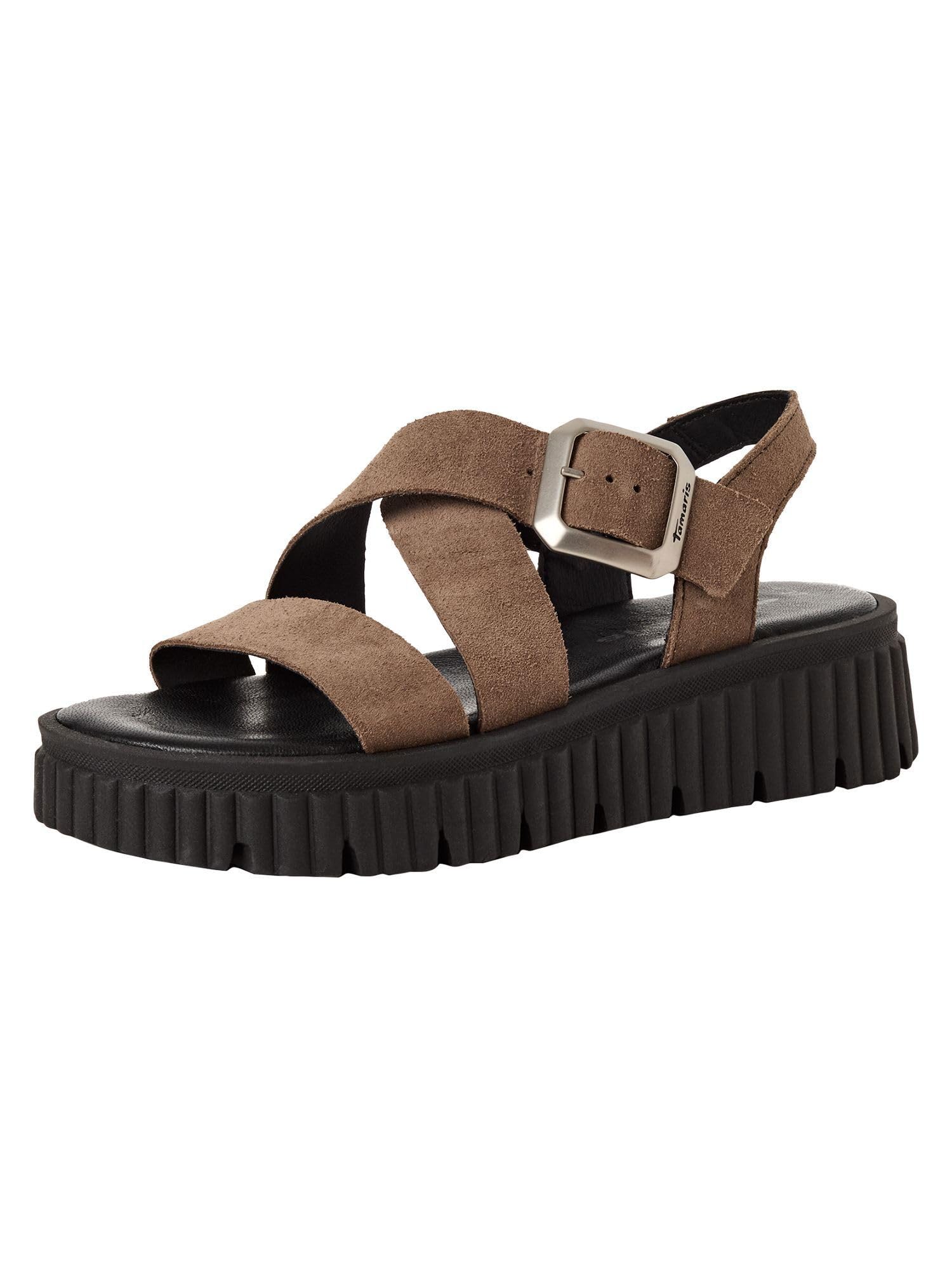 Tamaris Women’s sandal with wedge heel beige 7.5 UK