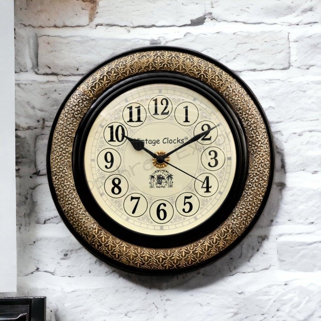 Vintage Clock Brass Handcrafted Wall Clock/One Year Warranty / 1623-10-H