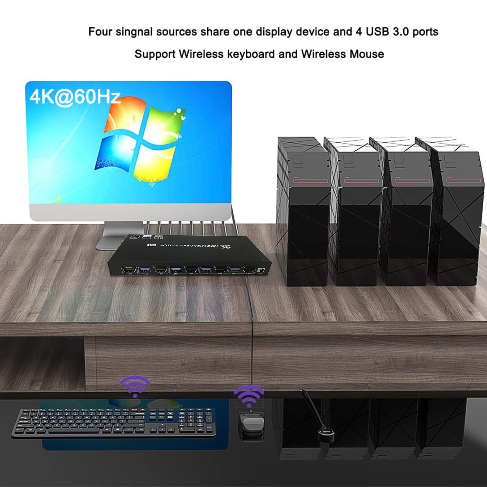 USB 3 0 KVM Switch Supporta 2 4 computer e schermi EDID adattivo decrittazione HDCP Switch ad alte prestazioni per ufficio sala server