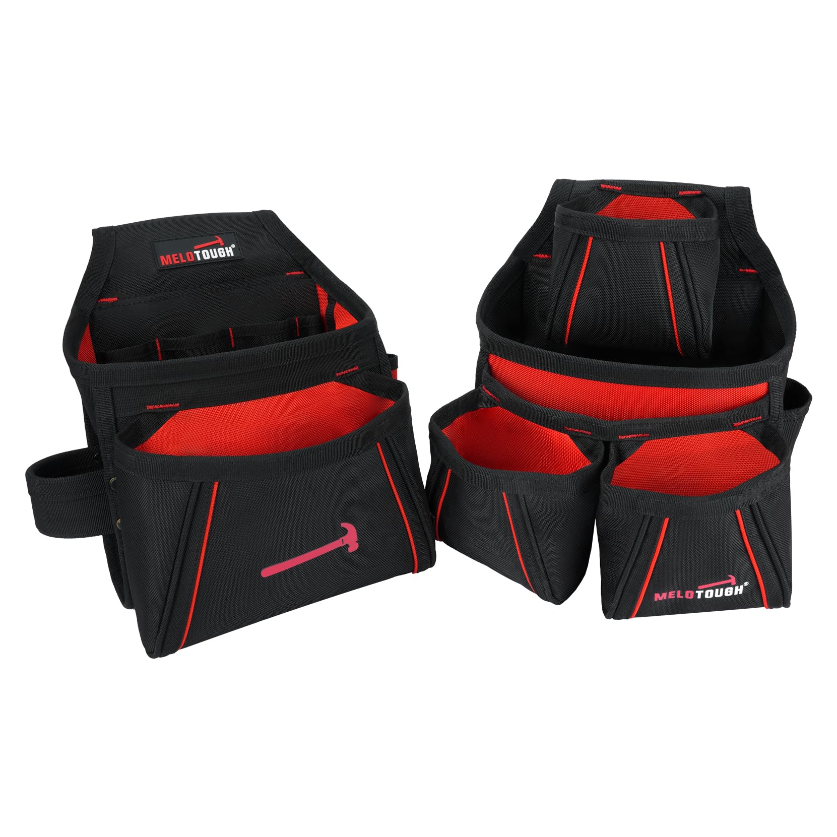 MELOTOUGH Cinturón de herramientas con tirantes, bolsa de herramientas para electricista, tirantes, marcos, delantal, cinturón de herramientas, bolsa de herramientas de construcción, tirantes