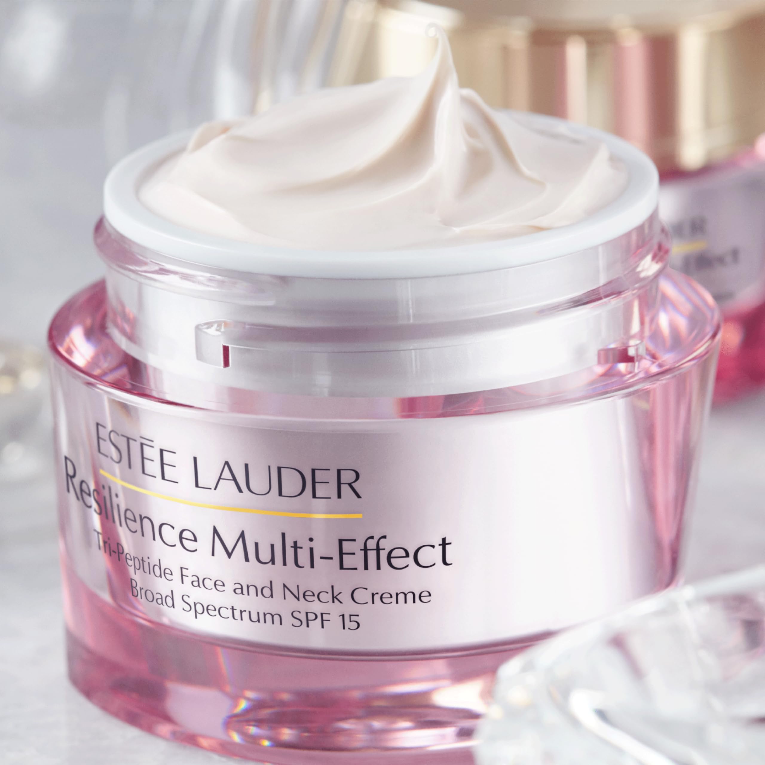 Estée Lauder Resilience Multi-Effect Crème Hydratante Tri-Peptide Visage et Cou SPF 15 pour Peaux Normales à Mixtes | Repulpante et Anti-Âge, 50ml