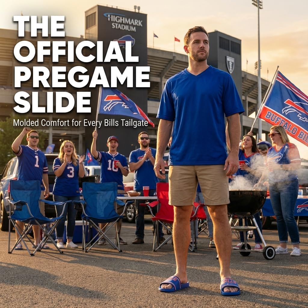 FOCO Buffalo Bills X-Large Slides for Men NFL Molded EVA Foam Sandals | Water Resistant, Officially Licensed