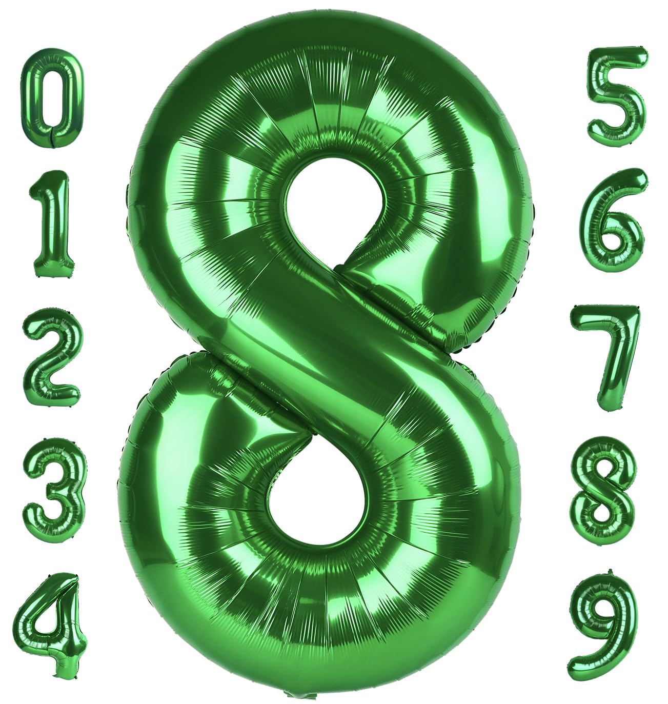 40 Inch Number 8 Balloon, Dark Green 8 18 28 80 Birthday Balloons for Men Boys, 8th Birthday Decorations Party Supplies, Wedding, Graduations