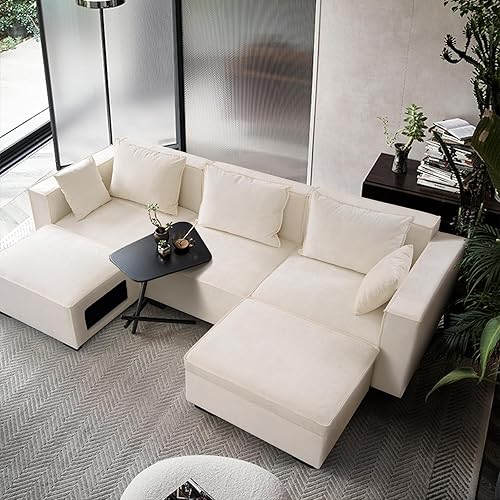 Sofá modular de 108.7 pulgadas, sofá modular en forma de U, 6 plazas, sofá tapizado esquinero para sala de estar, sofá seccional apto para mascotas,