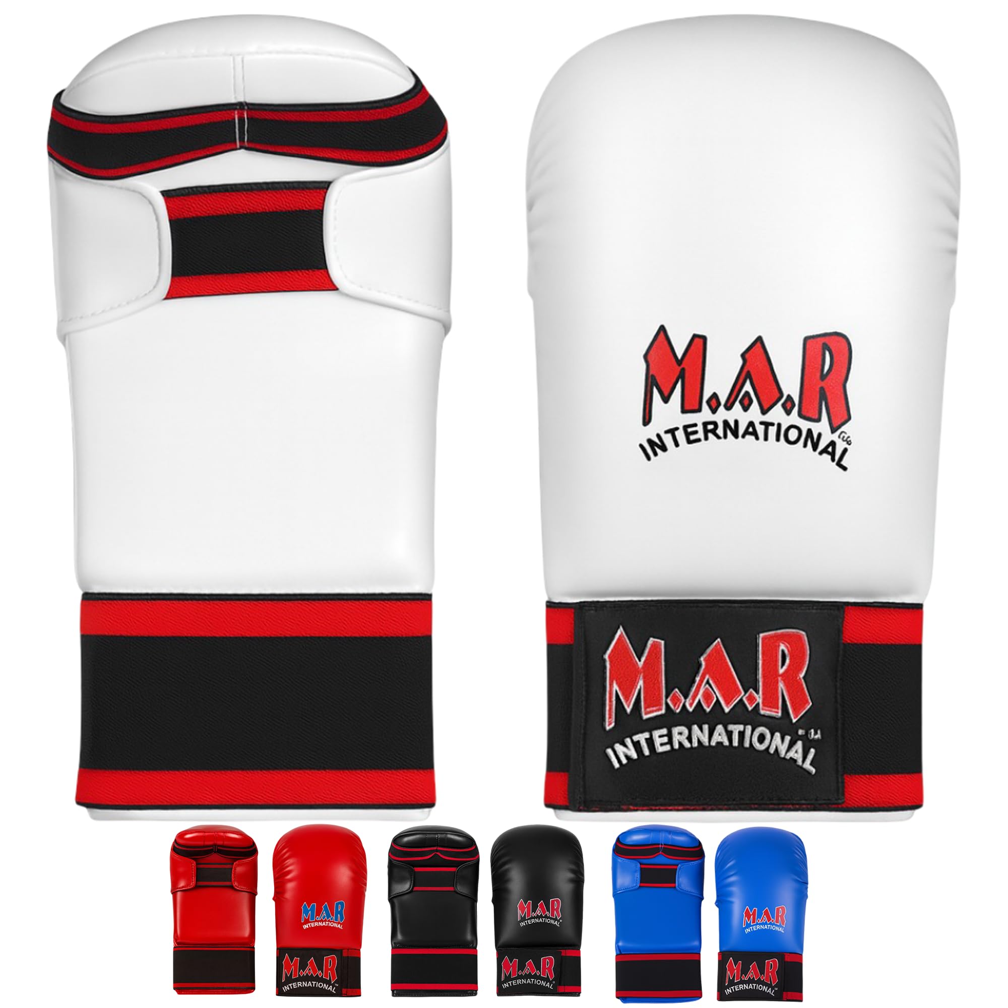 MAR | White Karate Mitts with Flexible Wrists, Karate Gloves for Martial Arts Fighting, Sparring & Training Gloves, MMA Gloves, Foam Padding Semi-Contact Gloves, Mixed Martial Arts Gloves (Small) โ image 1