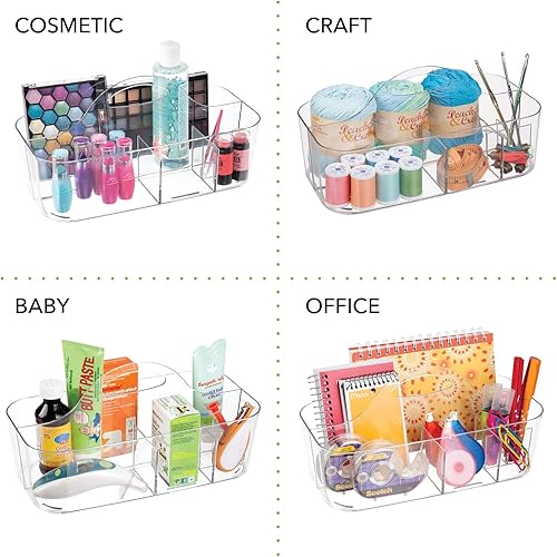 Miniatura 7 de mDesign Organizador de ducha dividido de plástico con asa, almacenamiento para baño o dormitorio, capacidad para jabón de manos, champú, esponjas,