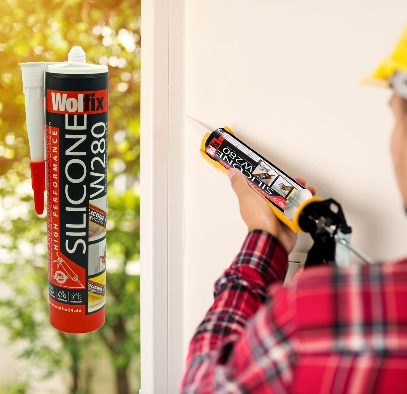 WOLFIX Silikon Transparent 20er Set Sanitär, 280ml Badsilikon für Badezimmer & Küche – UV- & Witterungsbeständig – Silikonfugen Abdichten für Innen- & Außenbereiche