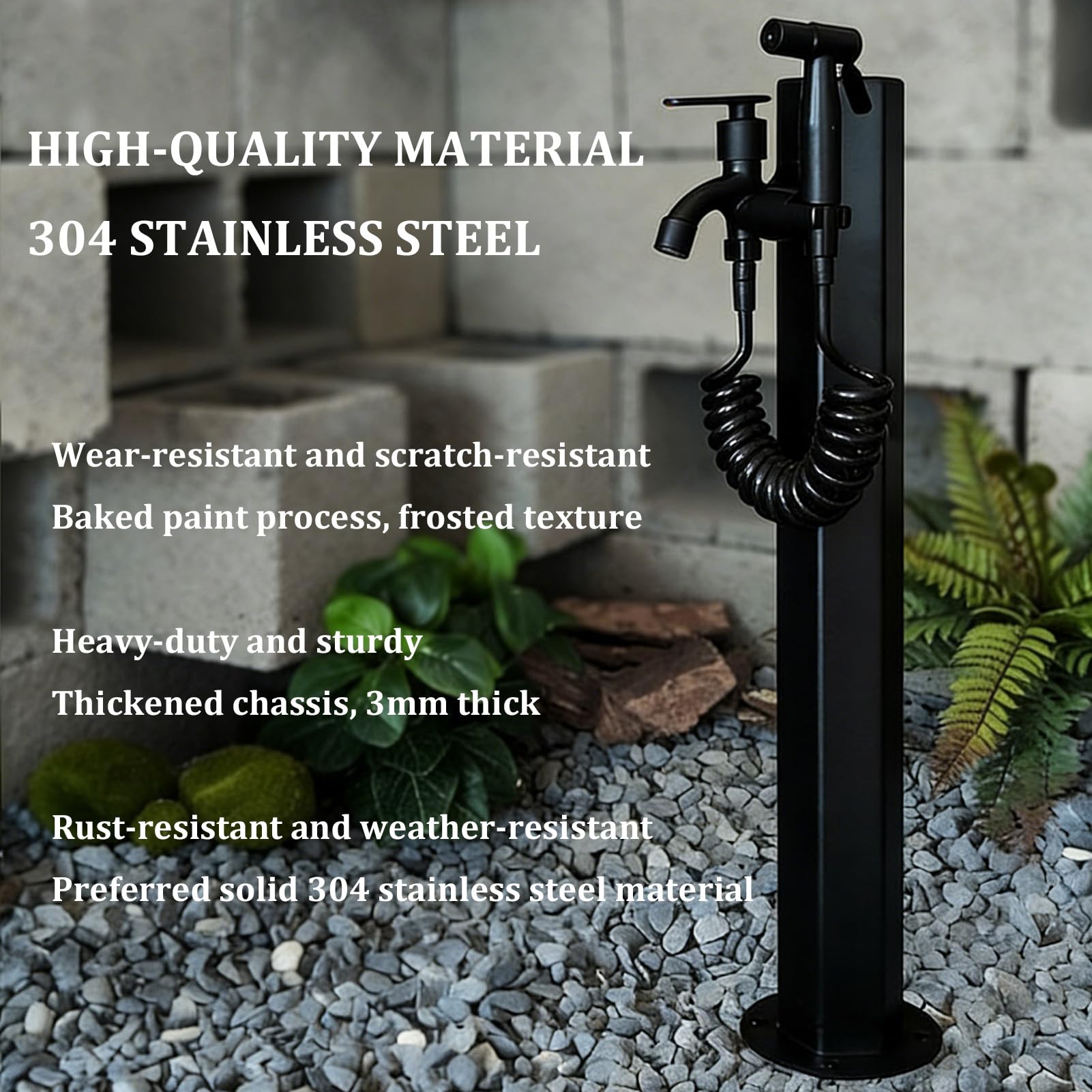 Grifo de Columna de Agua Independiente de Acero Inoxidable 304, Soporte Vertical para Manguera de jardín, Fuente Exterior, hidrante, Grifo anticongelante para riego y Lavado.
