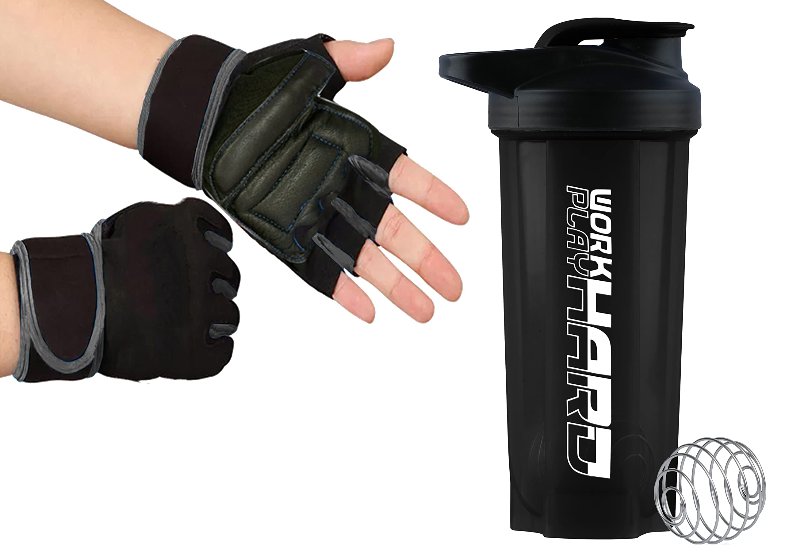 TRUE INDIAN Gym Shaker Bottle and Gym Hand Gloves For Boys and Girls. / Weightlifting Gloves/Powerlifting Gloves/Protein Shaker/Leakproof Shaker/700ml,(Pack Of 2) (Black)-image-16