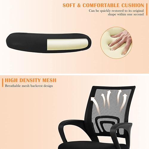 Miniatura 5 de Juego de 2 sillas de escritorio de malla, silla de oficina ergonómica con soporte lumbar y reposabrazos, silla de escritorio ajustable para