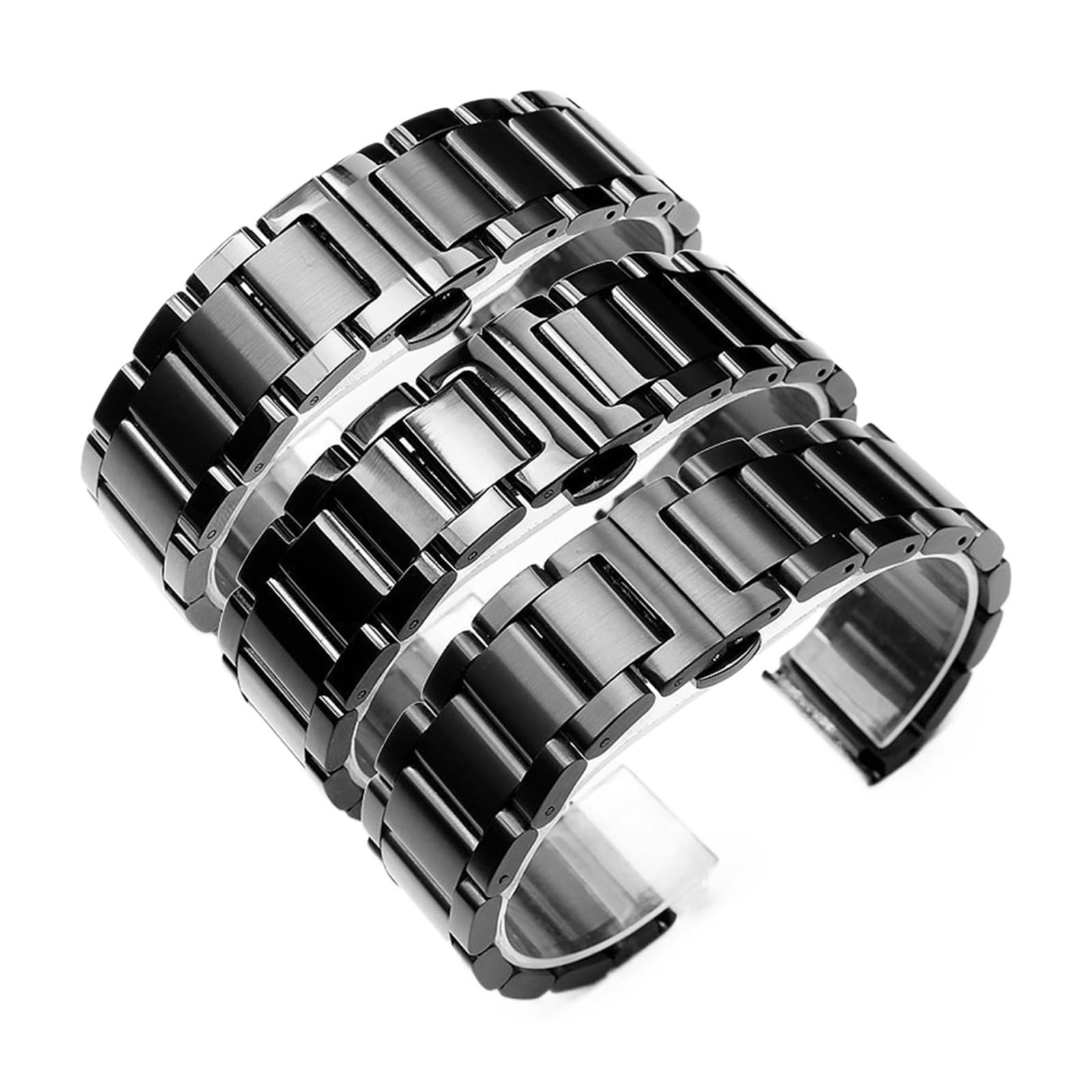 INEOUT Pasek Do Zegarka Ze Stali Nierdzewnej 18mm 20mm 21mm 22mm Czarny Srebrny Motylkowa Klamra Mężczyźni Kobiety Kompatybilny Z Metalową Opaską Samsung