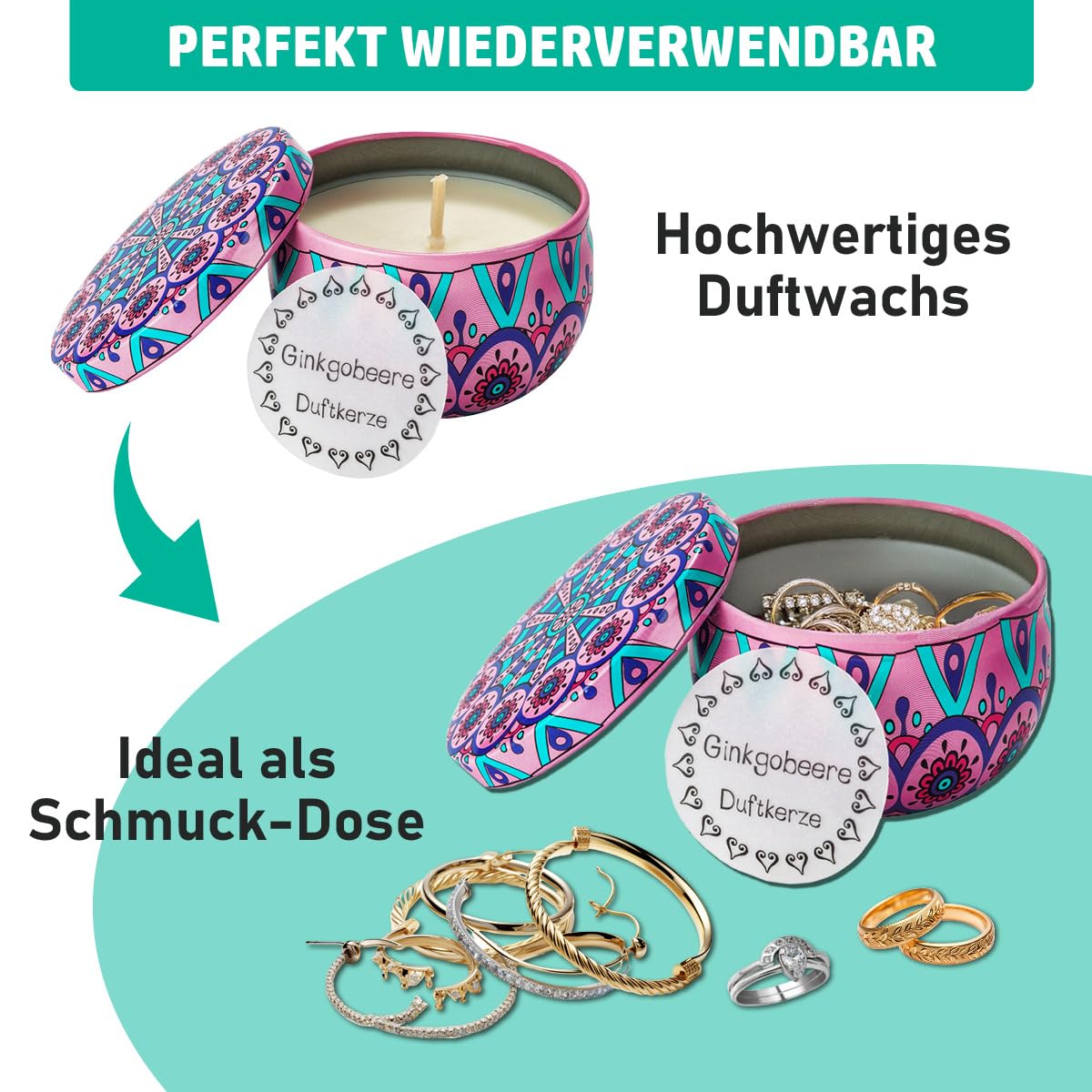 BRAST Adventskalender Mit 24 Duftkerzen - 12 Düfte In Metalldosen, Brenndauer 8 Stunden