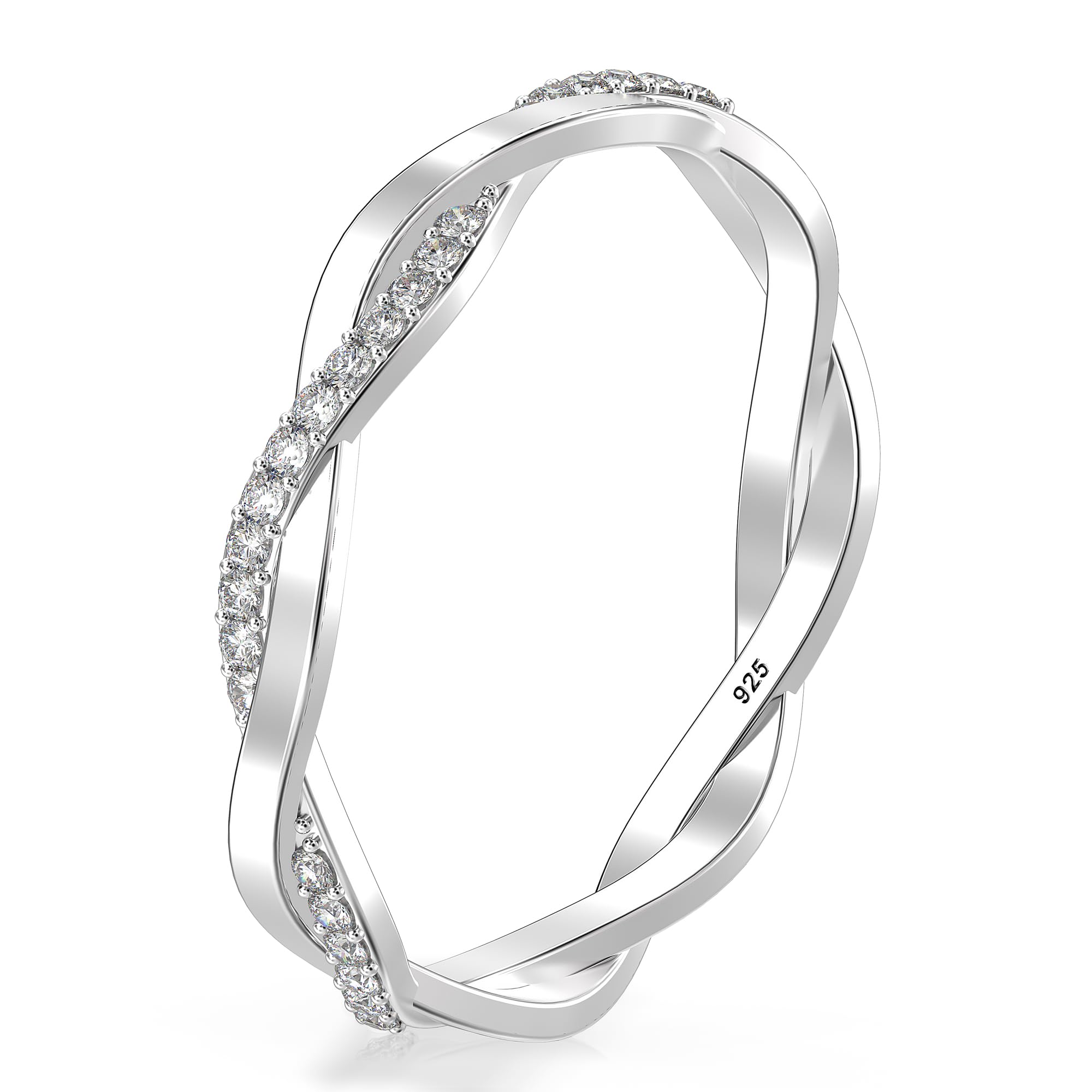 LeCalla 925 Sterling Silver BIS Hallmarked Cubic Zirconia Twisted Eternity Wedding Ring for Women and Girls (Ring Size - 10 No.) (B0CFLXT8BH) Amazon Price History, Amazon Price Tracker