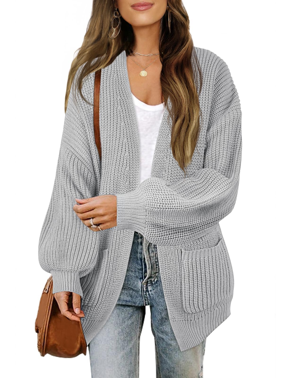 MEROKEETY Oversized Cardigan Sweater