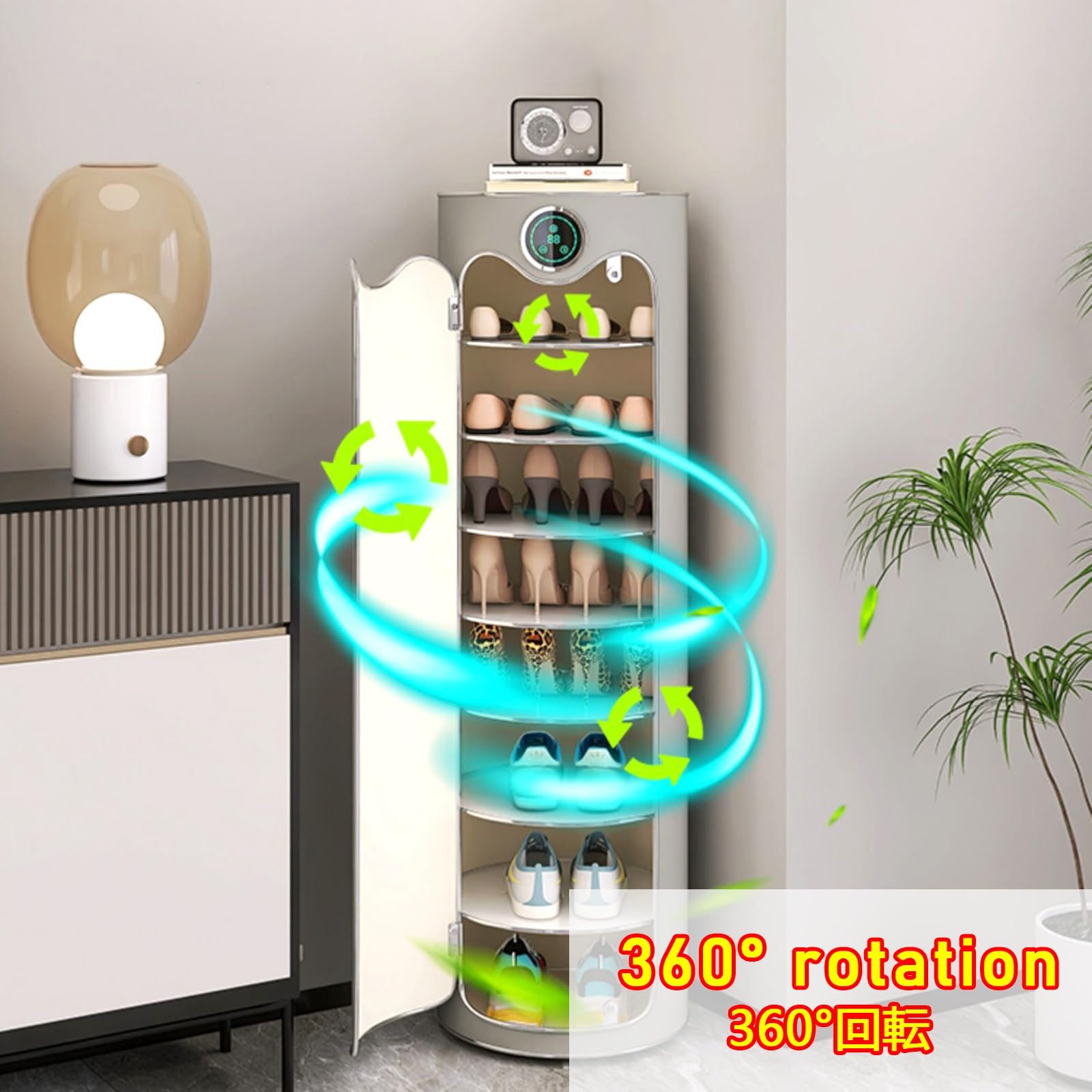 Amazon｜下駄箱 スリム 下駄箱 大容量 回転靴ラック 家庭用シューズ