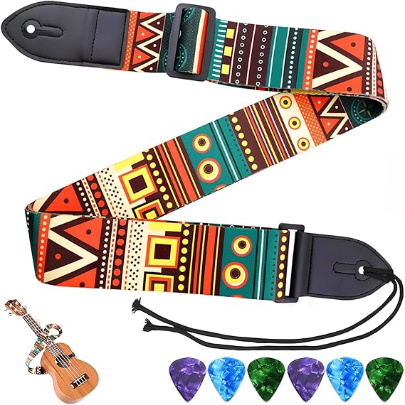 Guitar Strap,Acoustic Electric Guitar With 6 PCS Picks Guitar Accessories,Available for All Guitars