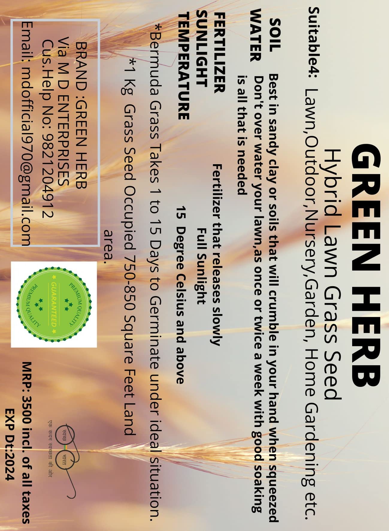 Bermuda Grass Seed - 1 kg