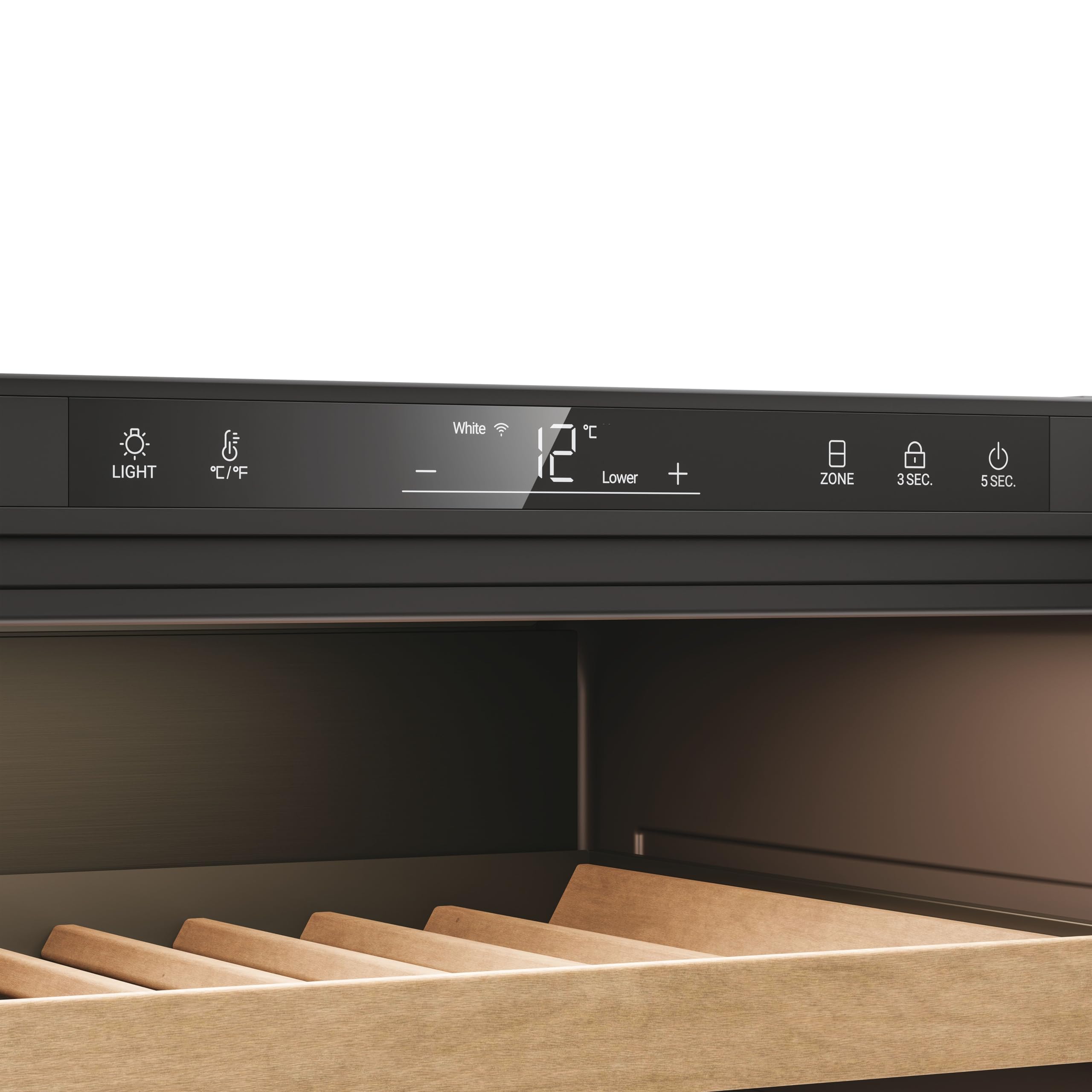 Haier Weinkühlschrank Serie 6 Wine Bank 60 HUC44GDEH1 | 60 cm Breite, 44 Flaschen Weinklimaschrank mit 2 Temperaturzonen, UV-Glastür, Holzregale, Wi-Fi