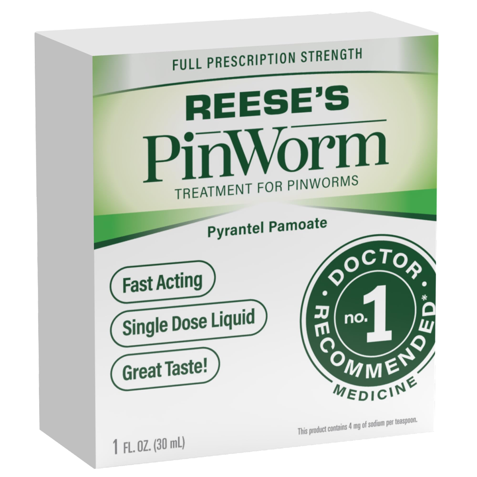 Reese's Pinworm Medicine Liquid for Entire Family, Full Prescription Strength, 1 Oz, #1 Doctor Recommended Single Dose Pyrantel Pamoate Dewormer for Adults & Kids Ages 2+, Banana Flavor