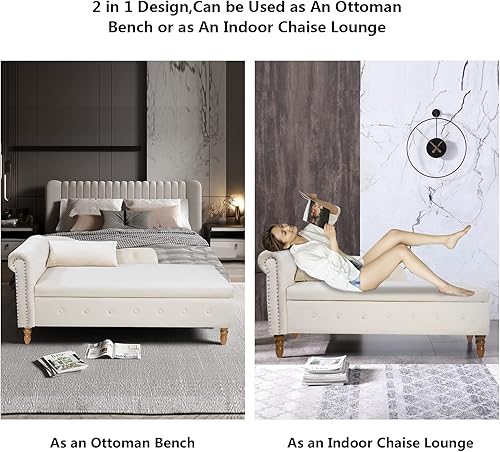 Miniatura 20 de Setawix Tumbona de terciopelo para interiores con almacenamiento para sala de estar, dormitorio, oficina, extremo de brazo enrollado de la cama,