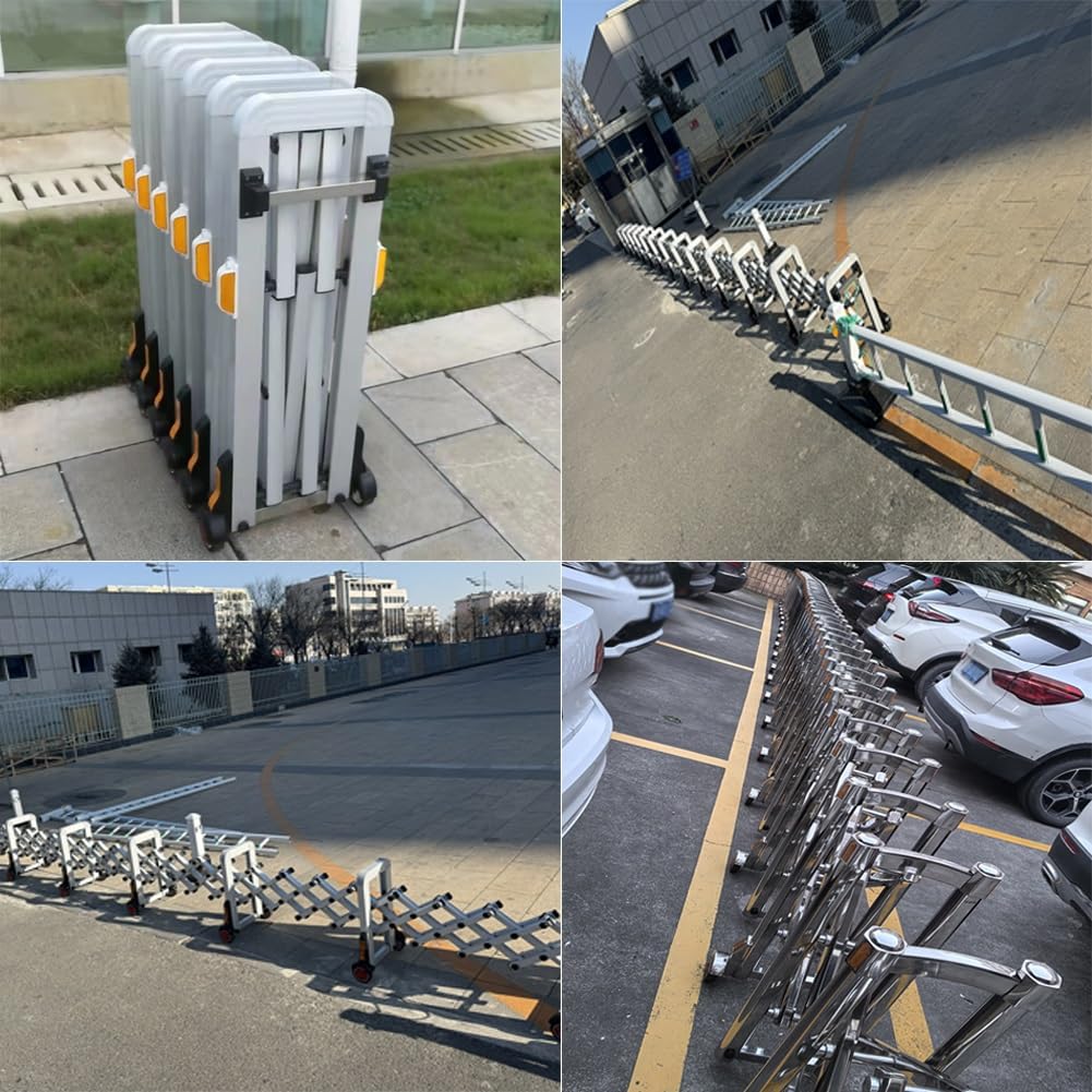 Barrera móvil expandible, puerta retráctil con ruedas, grado comercial para seguridad al aire libre, seguridad vial y control de acceso GE
