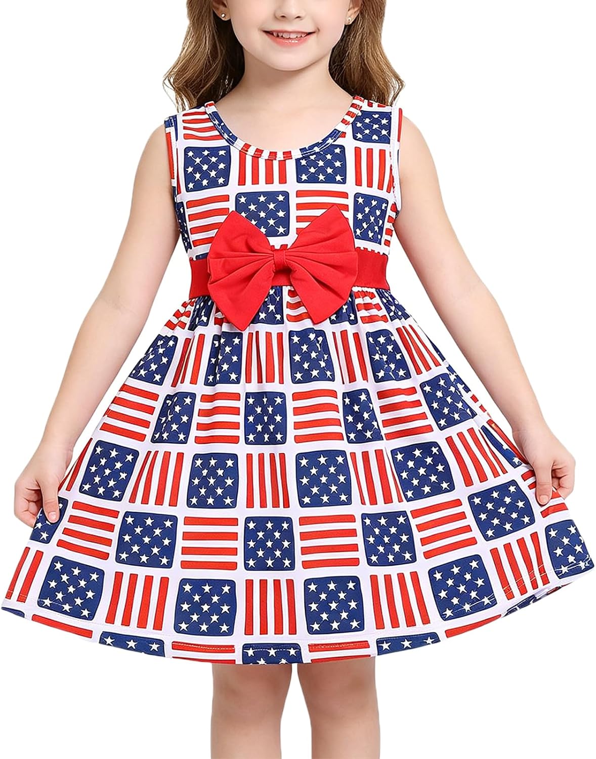 Toddler Girls Dress Cartoon Casual Print Dresses Flutter Sleeve Outfits 2-8Y