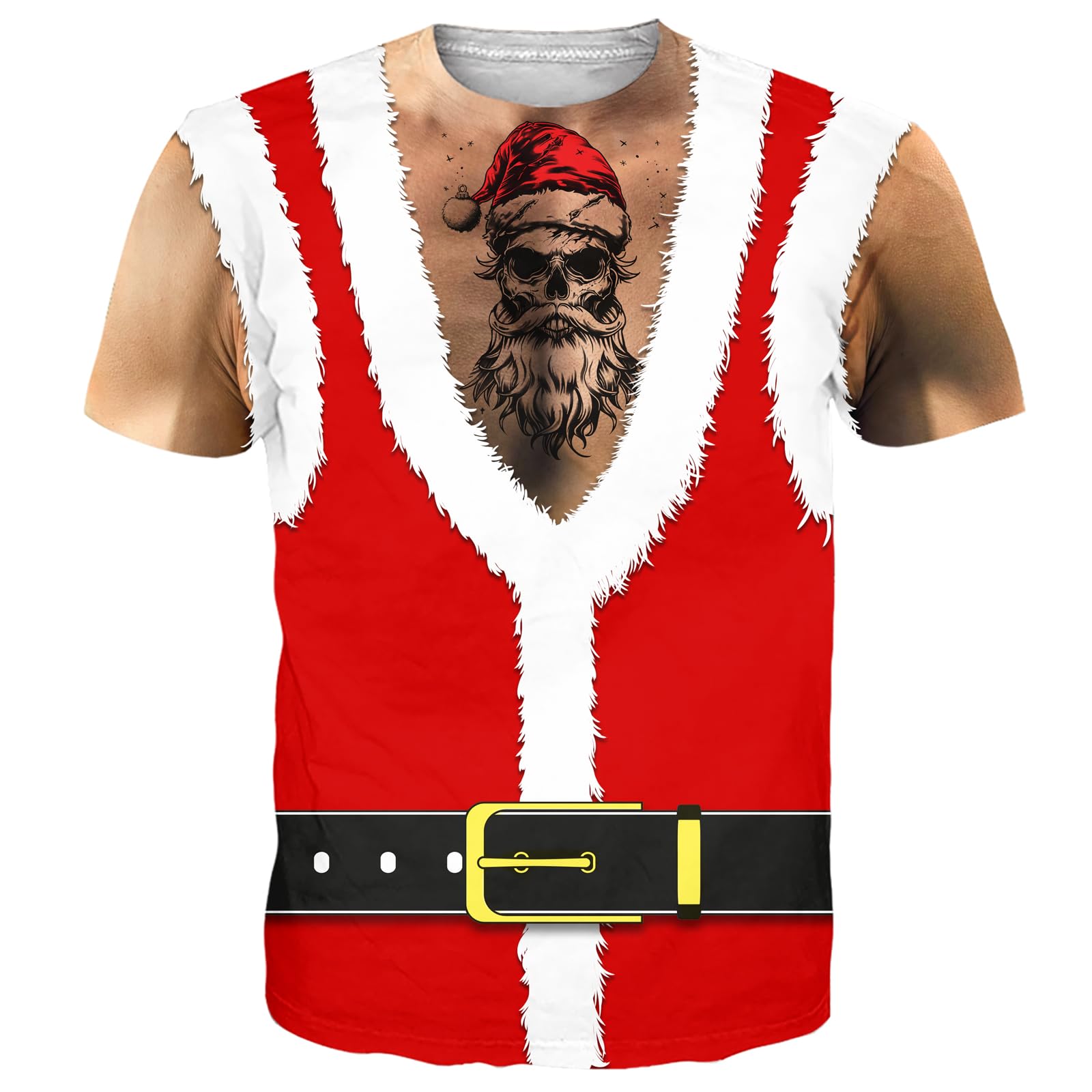 Goodstoworld Unisex 3D Fake Abs T Shirts Shredded Chest Printed Short Sleeve Costume Novelty Tees Shirt