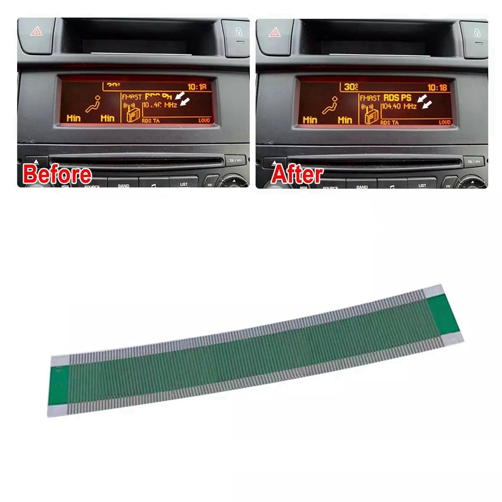 Écran Multifonction Pour Peugeot 301, 307, 407 - Affichage Double Zone Rouge, Remplacement 9804494380