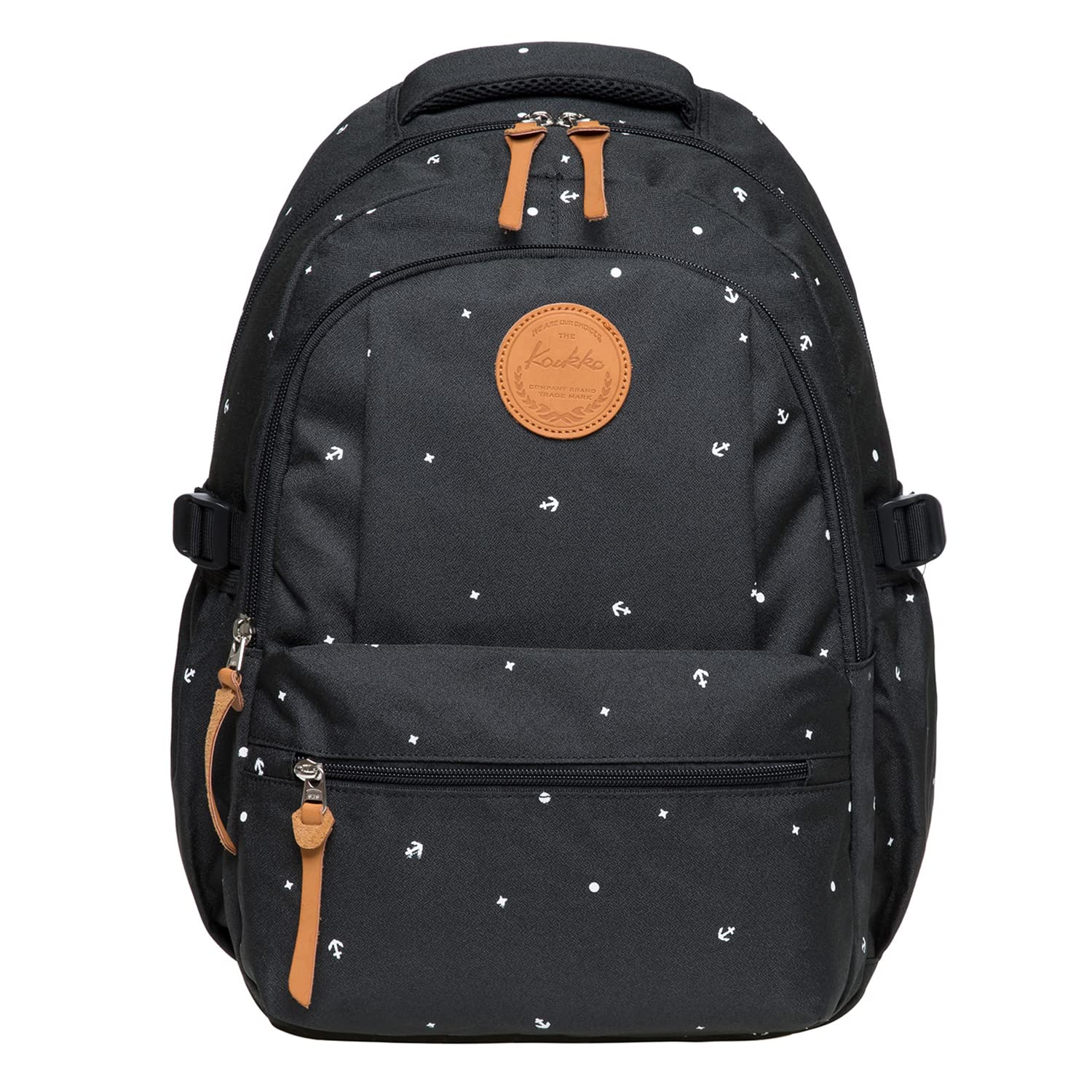 KAUKKO Mochila hermosa y bien pensada con compartimento para portátil de 15" para colegio, universidad, 22 l, Negro Jnl-ks24-03, talla única, Mochilas daypack
