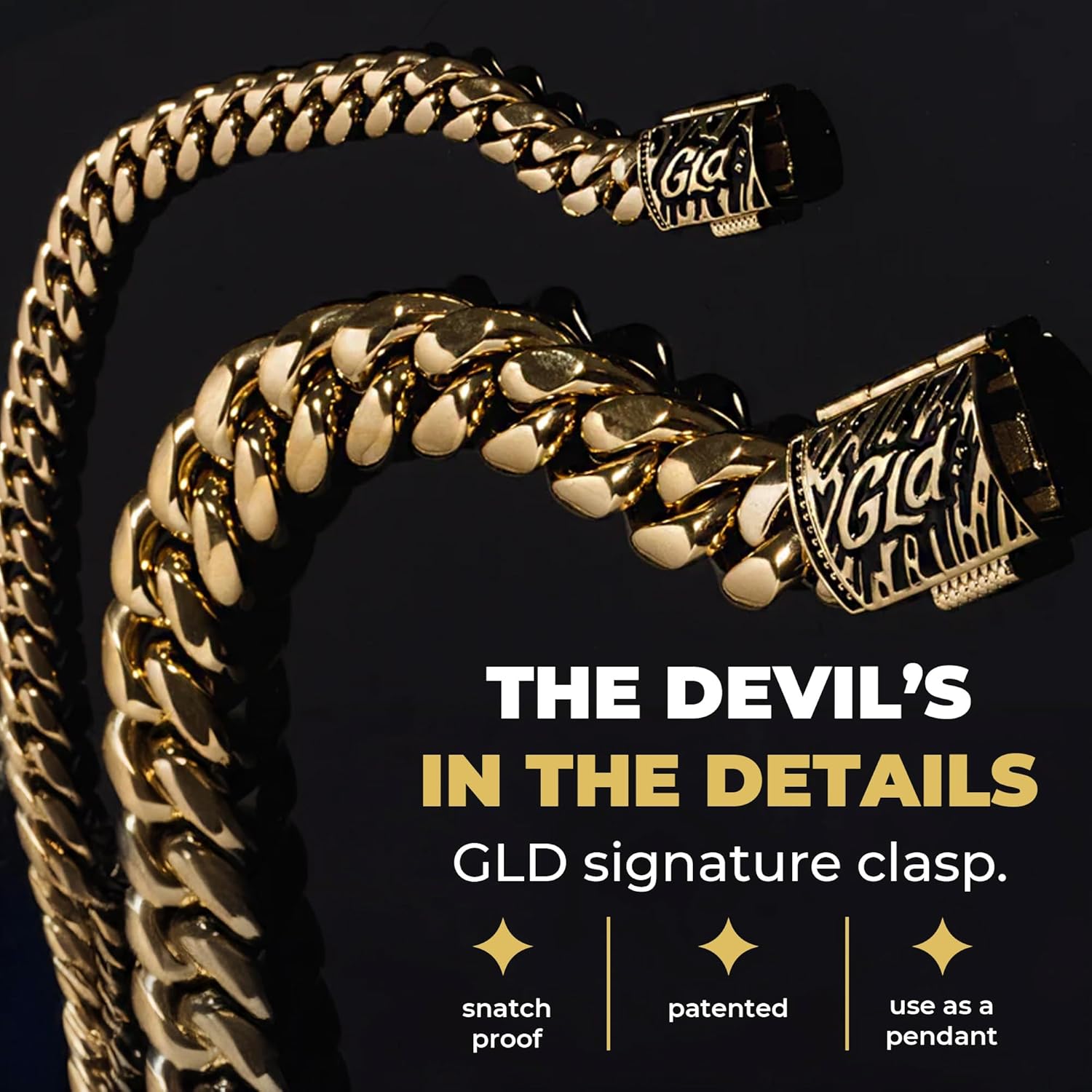 GLD Cuban Link Chain for Men and Women - Gold-Plated Miami Cuban Chain with Premium Storage Travel Pouch - Snatch-Proof Clasp, Sweat-Proof and Fade-Resistant - Lifetime Quality, Designed in Miami - Image 3