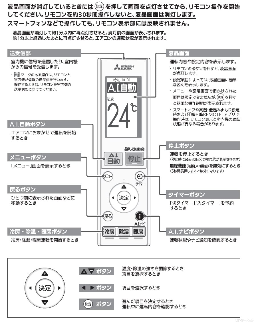 Amazon.co.jp: 三菱 ルームエアコン 霧ヶ峰用 リモコン AAG211(M21 EFW