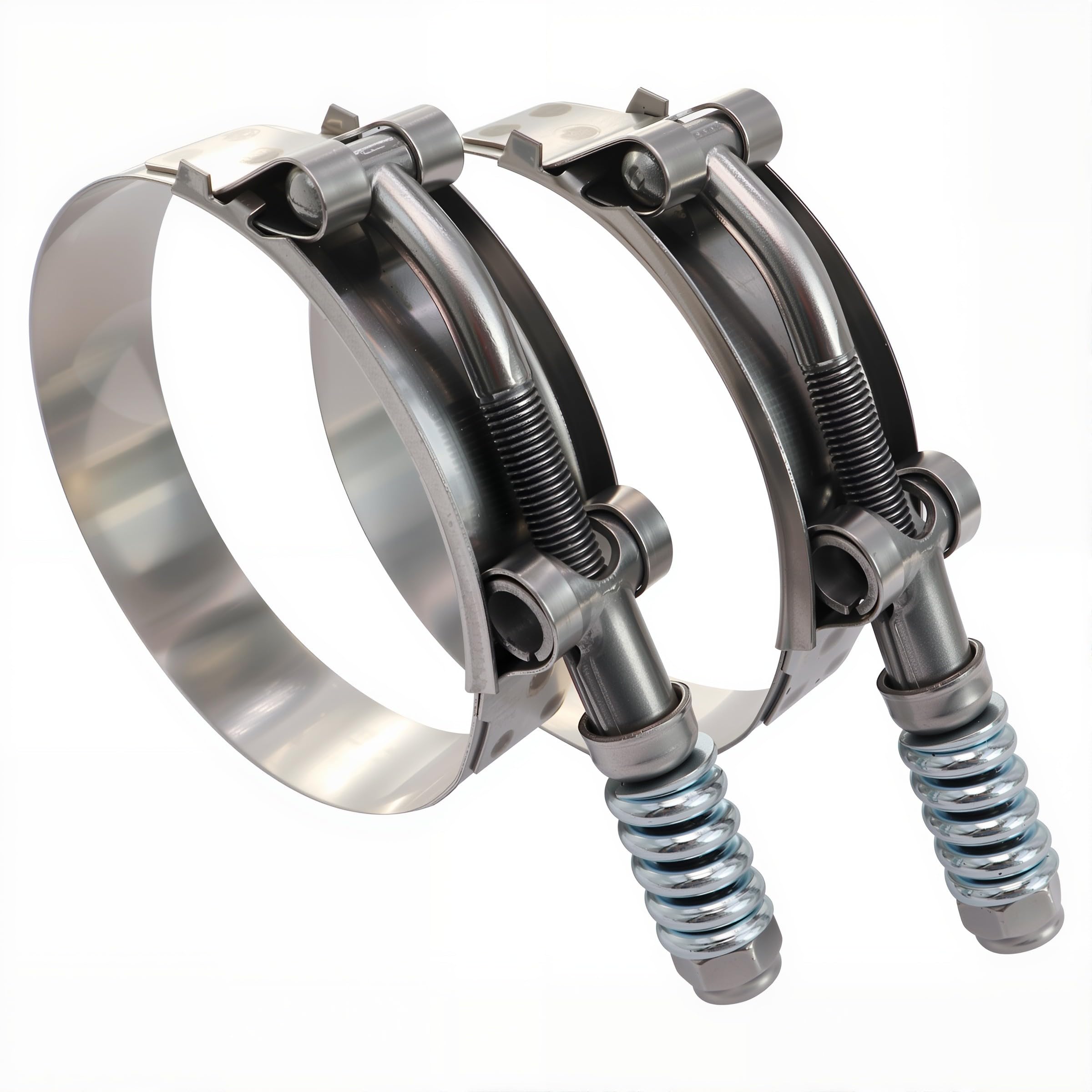 2.75" Heavy Duty T Bolt Hose Clamp Stainless Steel - Spring Loaded 74-82mm for 2.75" I.D. Hose with 3mm - 6mm Wall Thickness, Auto-adjusting Keeps