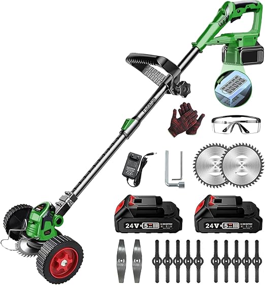 JIECO Cordless Strimmer, Electric Grass Trimmer 24V with 2 PCS 2.0Ah