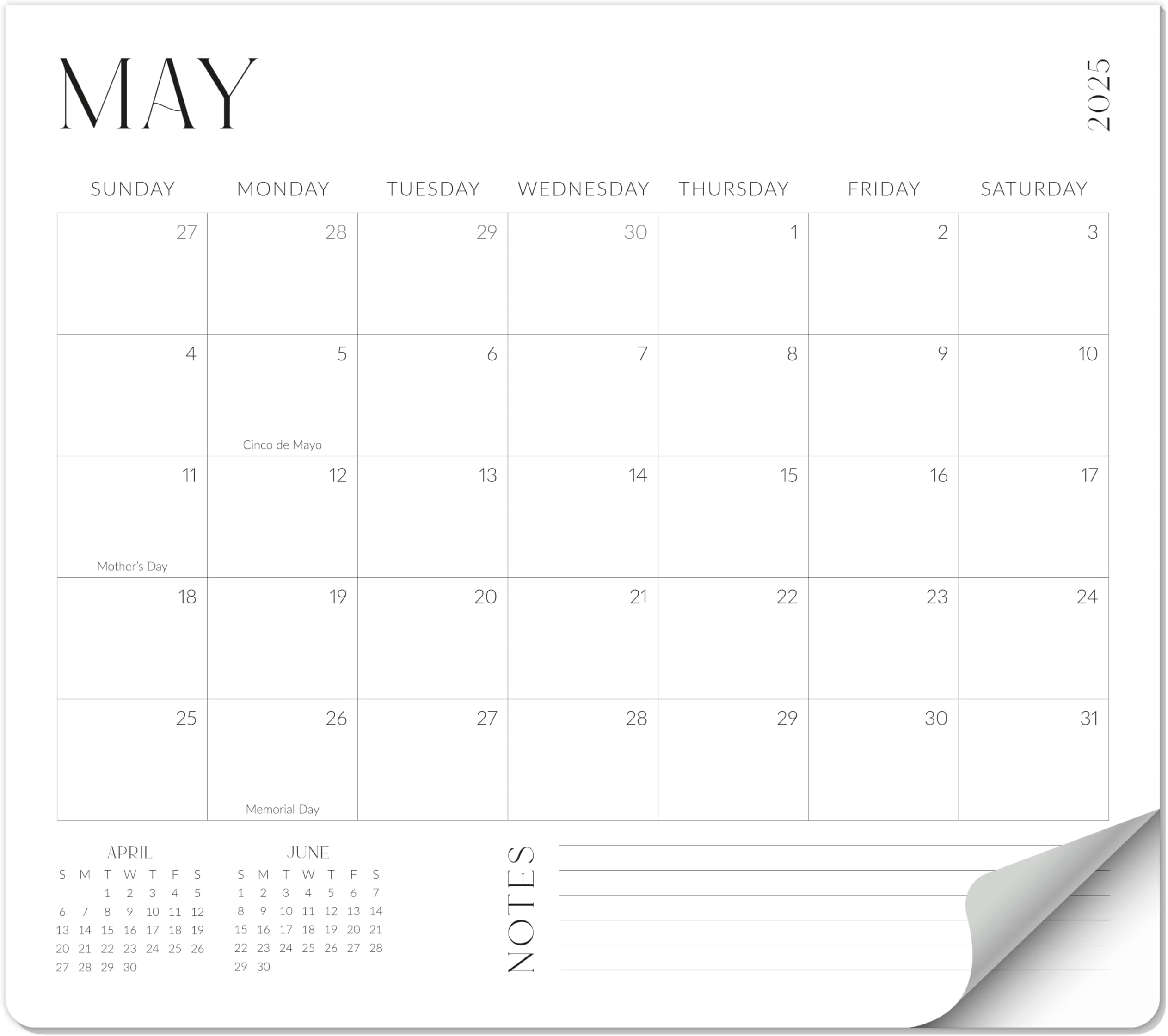 Aesthetic 2025-2026 Magnetic Fridge Calendar - Runs from January 2025 Until July 2026 - The Perfect Monthly Refrigerator Calendar With Black & White Designs for Easy Organizing