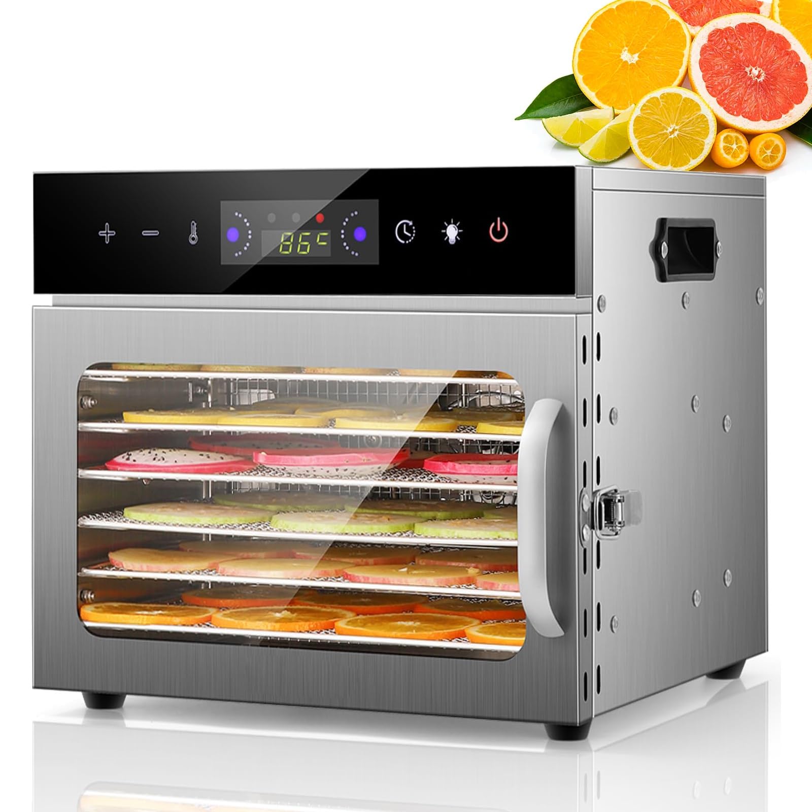 Generico Essiccatore per Alimenti, Essiccatore con Vassoio in Acciaio Inossidabile, Essiccatore per Alimenti con Temperatura E Timer Regolabili