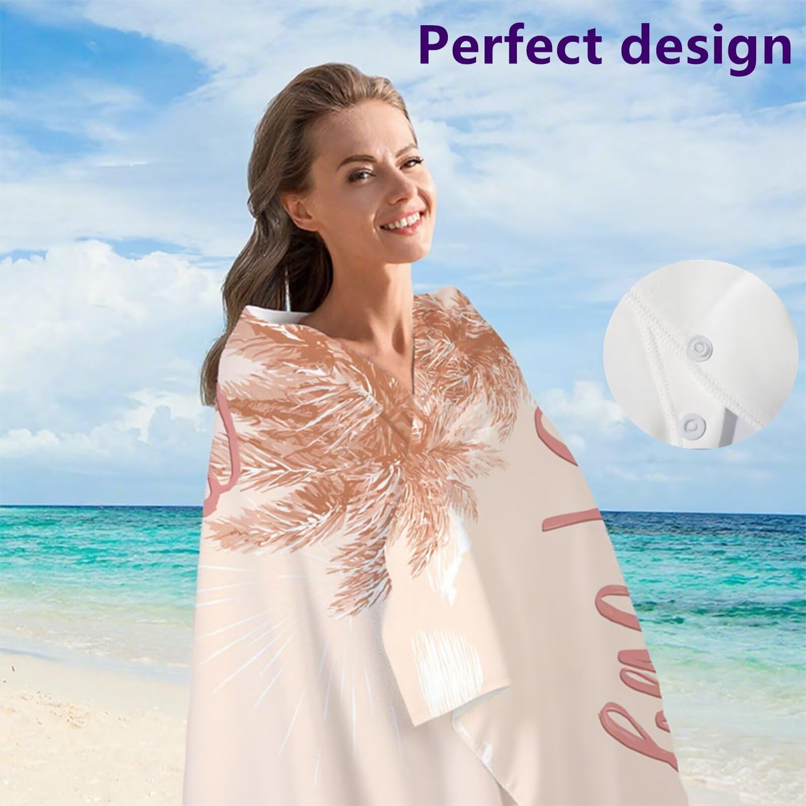 Telo Mare Microfibra 90x180 cm Telo Mare Grande, Asciugamano Palestra Assorbente Asciugatura Rapida, Asciugamano Mare Antisabbi Stuoia Spiaggia per Piscina, Campeggio, Viaggio - Foglie Rosa G1-864