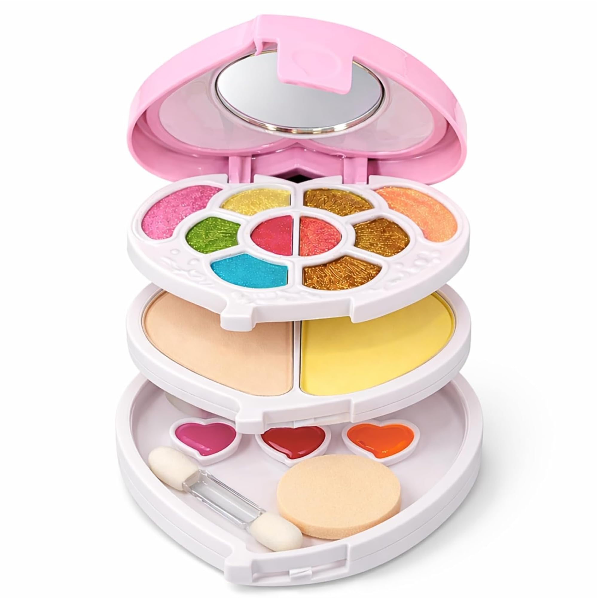 HUDA GIRL Makeup Kit Heart Shape Mini All in One Compact Palette for Girls & Women with 9 Shimmery Eye Shadow, 2 Face Powders, 3 Lip Colors, Mirror, Puff & Dual Tip Applicator-picture-56