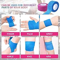 Vista 5 de Paquete de 15 rollos de vendaje autoadhesivo colorido de 1 pulgada x 5 yardas, rollos de vendaje cohesivo transpirable y cohesivo, cinta elástica