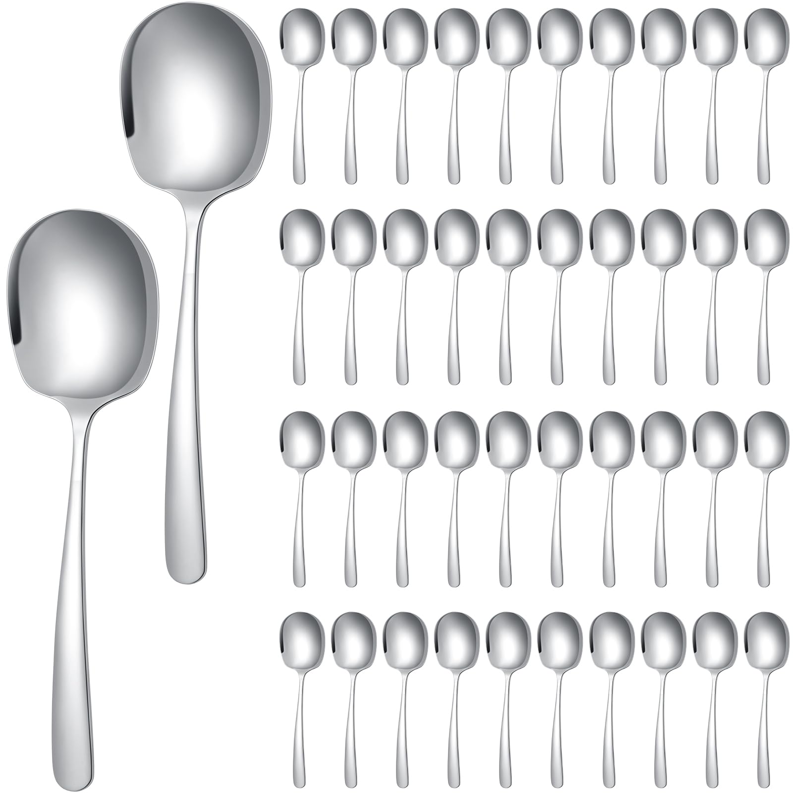 Uiifan 24 Pieces Serving Spoons Bulk 8.3 Inches Party Serving Spoons for Buffet Stainless Steel Spoon Banquet Utensils for Cooking Catering Food Kitchen, Silver, 8.3 x 2.4''